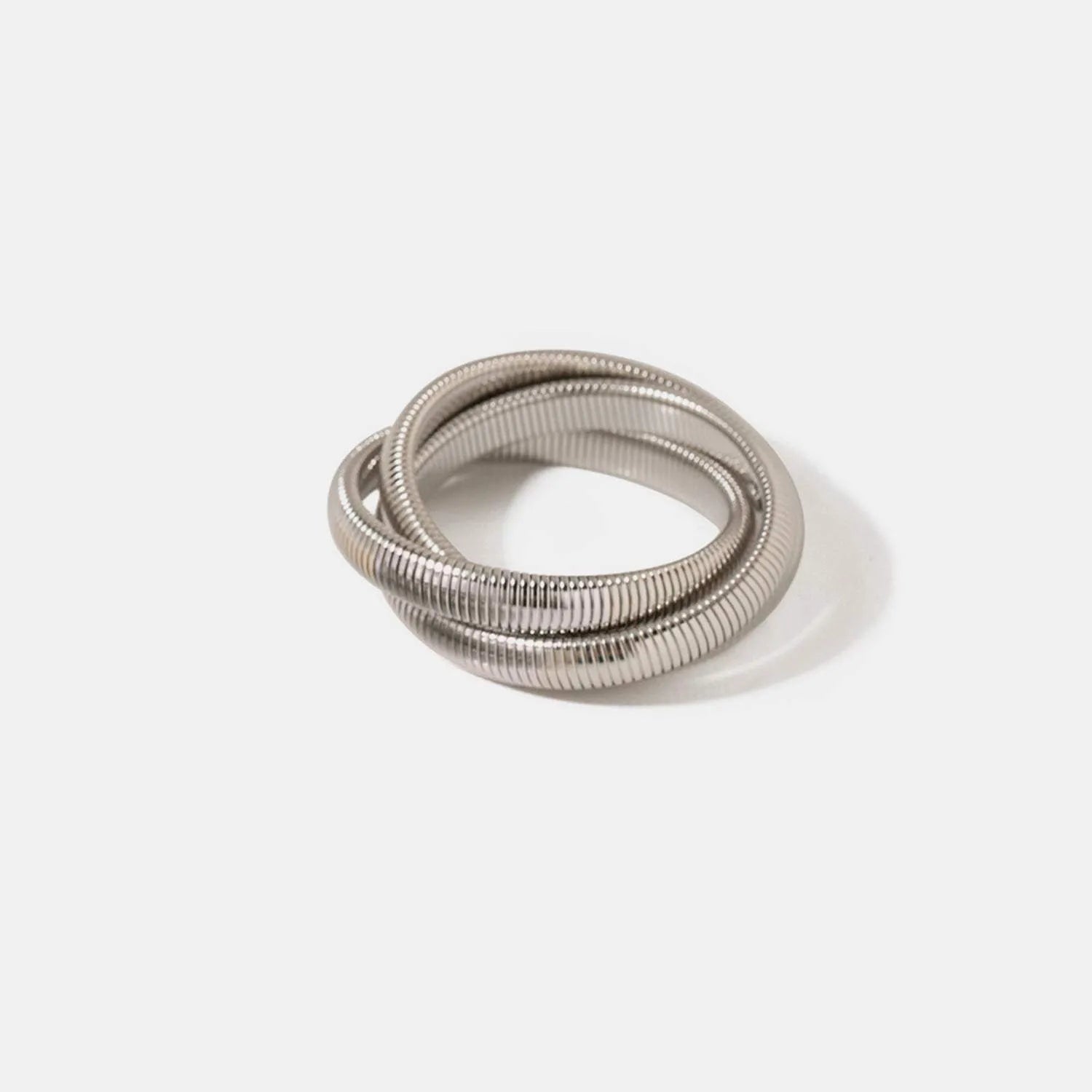 Triple Intertwined Snake Stretch Bracelet Silver One Size Bracelets - Tophatter Daily Deals